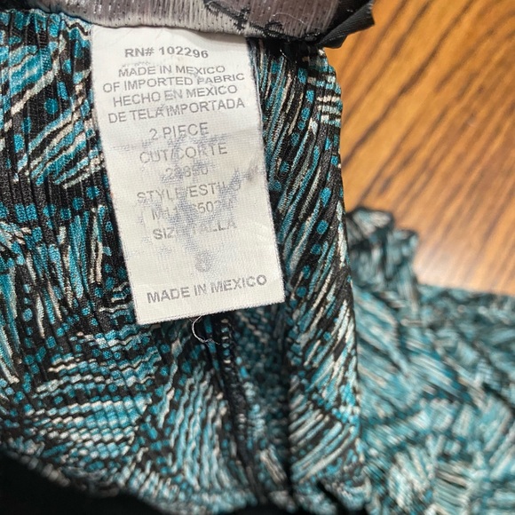 Connected Apparel Blouse Shoulder Pads Vintage 90s Black Turquoise Women’s 8 - Picture 6 of 9